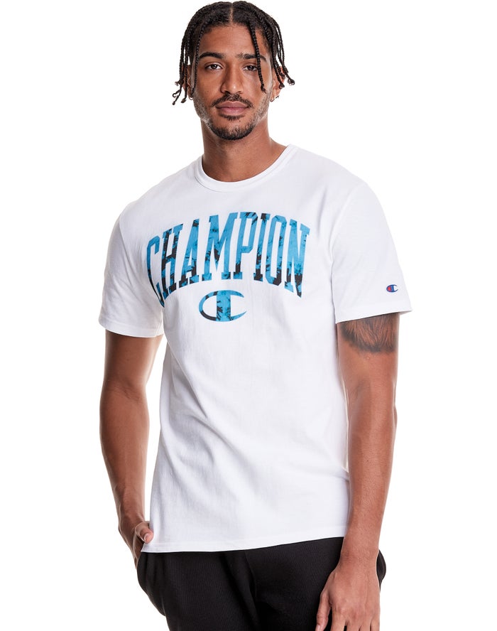 Champion Heritage Galaxy Dye Arch Logo Erkek Tişört Beyaz ( LOMTKQ380 )